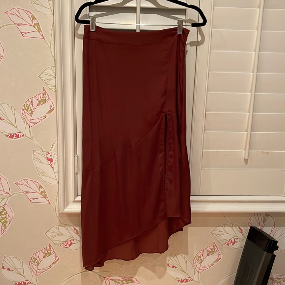 Maroon midi slit skirt from Free People